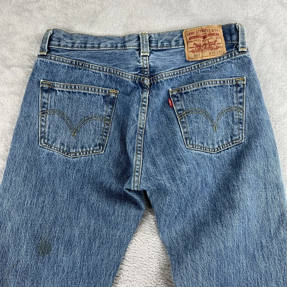 Levis 501 Original Straight Leg Jeans 30x30 Blue Men Button Fly Made in Egypt